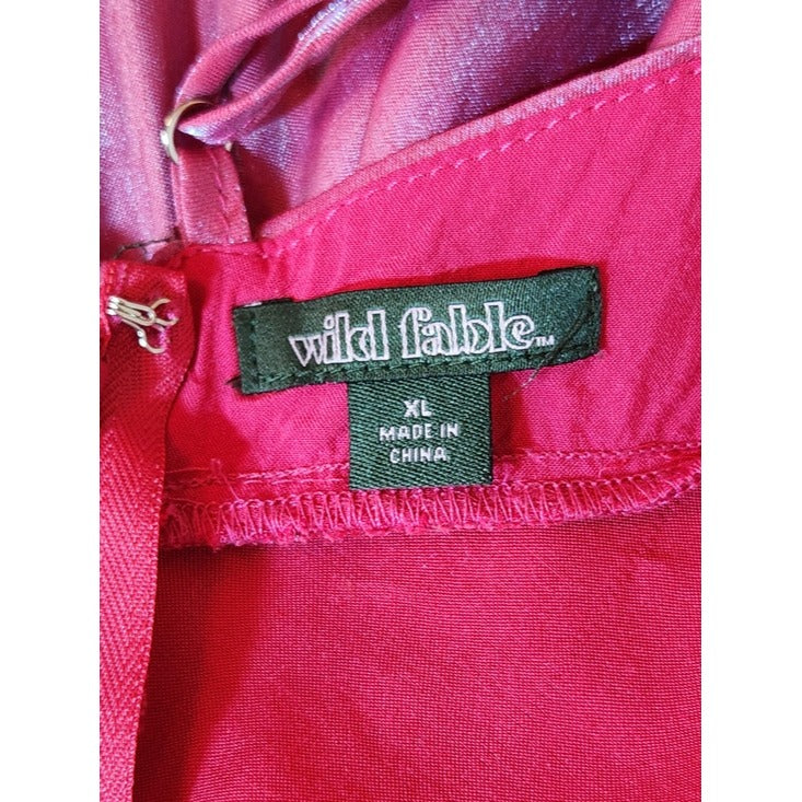Wild Fable Iridescent Hot Pink Maxi Slip Dress Size XL