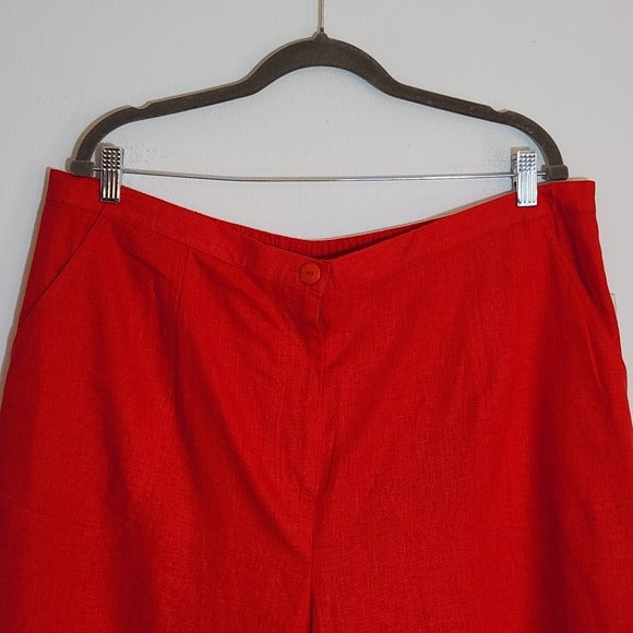 Stonebridge Red Linen Blend Relaxed Fit Shorts Size 24W NWT