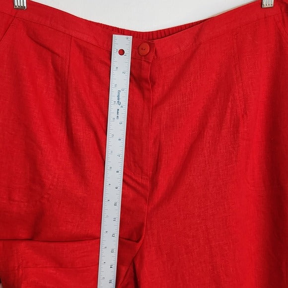 Stonebridge Red Linen Blend Relaxed Fit Shorts Size 24W NWT