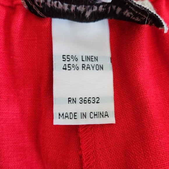 Stonebridge Red Linen Blend Relaxed Fit Shorts Size 24W NWT