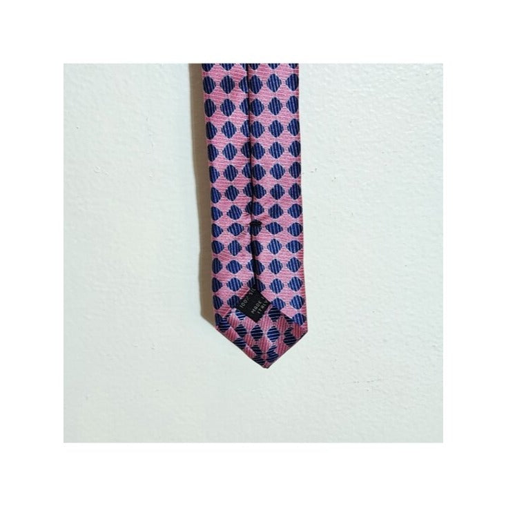 Jos. A. Bank Mens Pink and Navy Diamond Print Silk Tie