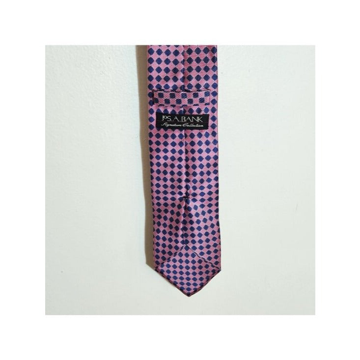 Jos. A. Bank Mens Pink and Navy Diamond Print Silk Tie