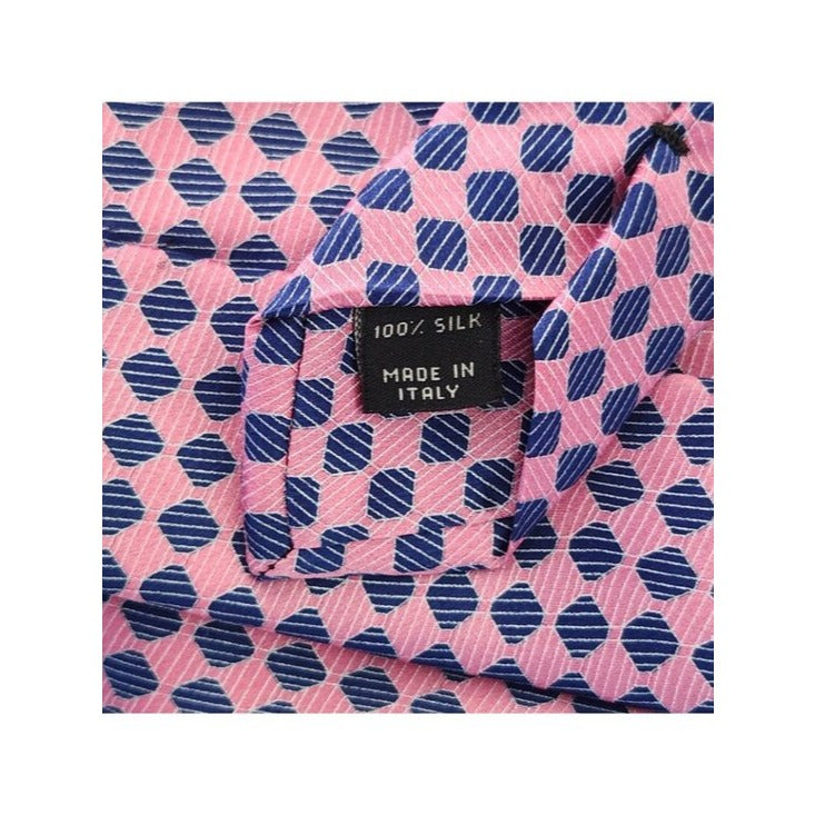 Jos. A. Bank Mens Pink and Navy Diamond Print Silk Tie