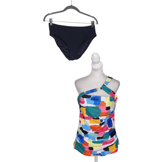 Tempt Me Colorful Print Tankini Swimsuit with Black Bottoms NWT Size Medium