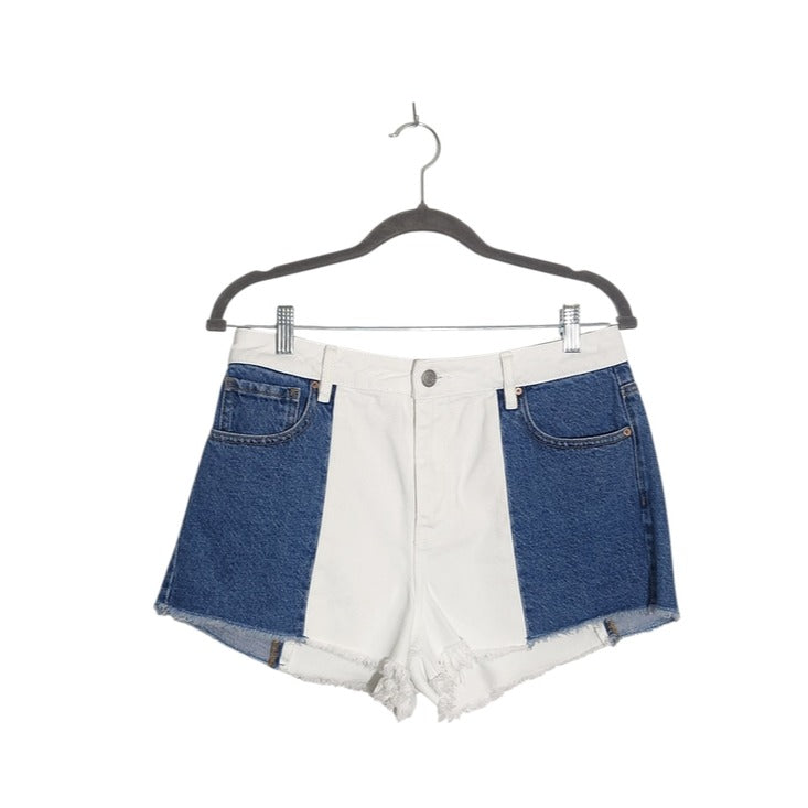 PacSun Two-Tone White and Blue Denim High Rise Festival Shorts Size 29