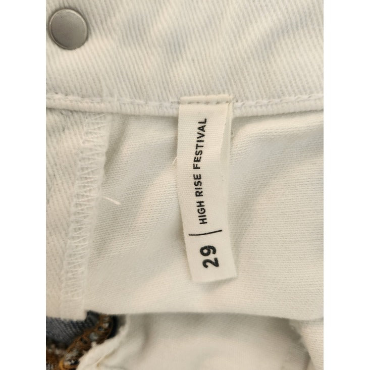PacSun Two-Tone White and Blue Denim High Rise Festival Shorts Size 29