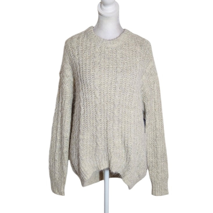 Arizona Oatmeal Cream Fuzzy Chunky Knit Sweater NWT Size XS