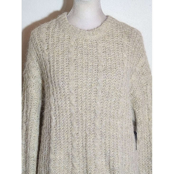 Arizona Oatmeal Cream Fuzzy Chunky Knit Sweater NWT Size XS