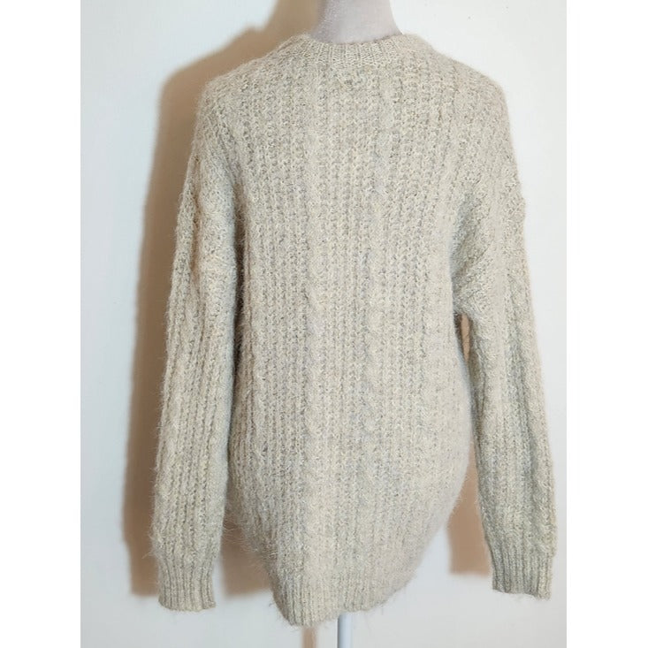 Arizona Oatmeal Cream Fuzzy Chunky Knit Sweater NWT Size XS