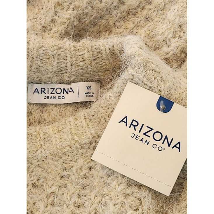 Arizona Oatmeal Cream Fuzzy Chunky Knit Sweater NWT Size XS