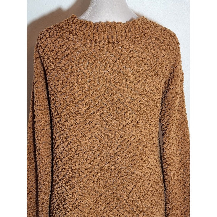 Zenana Brown Popcorn Knit Textured V Neck Sweater Size Small