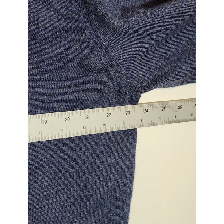 Brooks Brothers Heather Blue Merino Wool Blend V-Neck Sweater Size Large