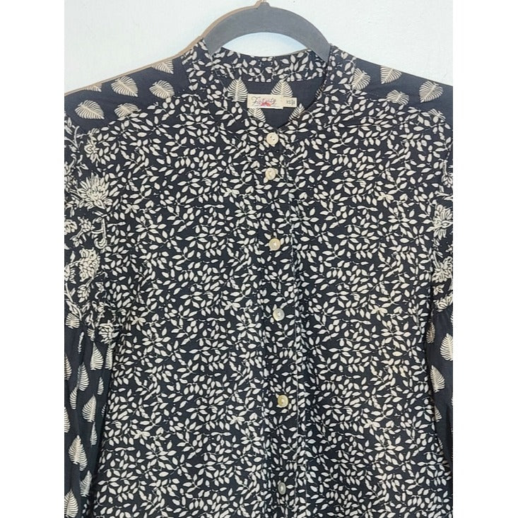 Faherty Black and Cream Patchwork Print Button Down Shirt Size XS
