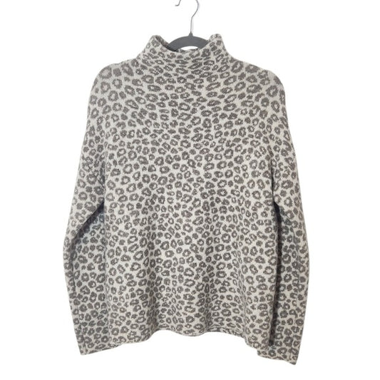 Christian Siriano Cream Leopard Print Mock Neck Sweater Size Large
