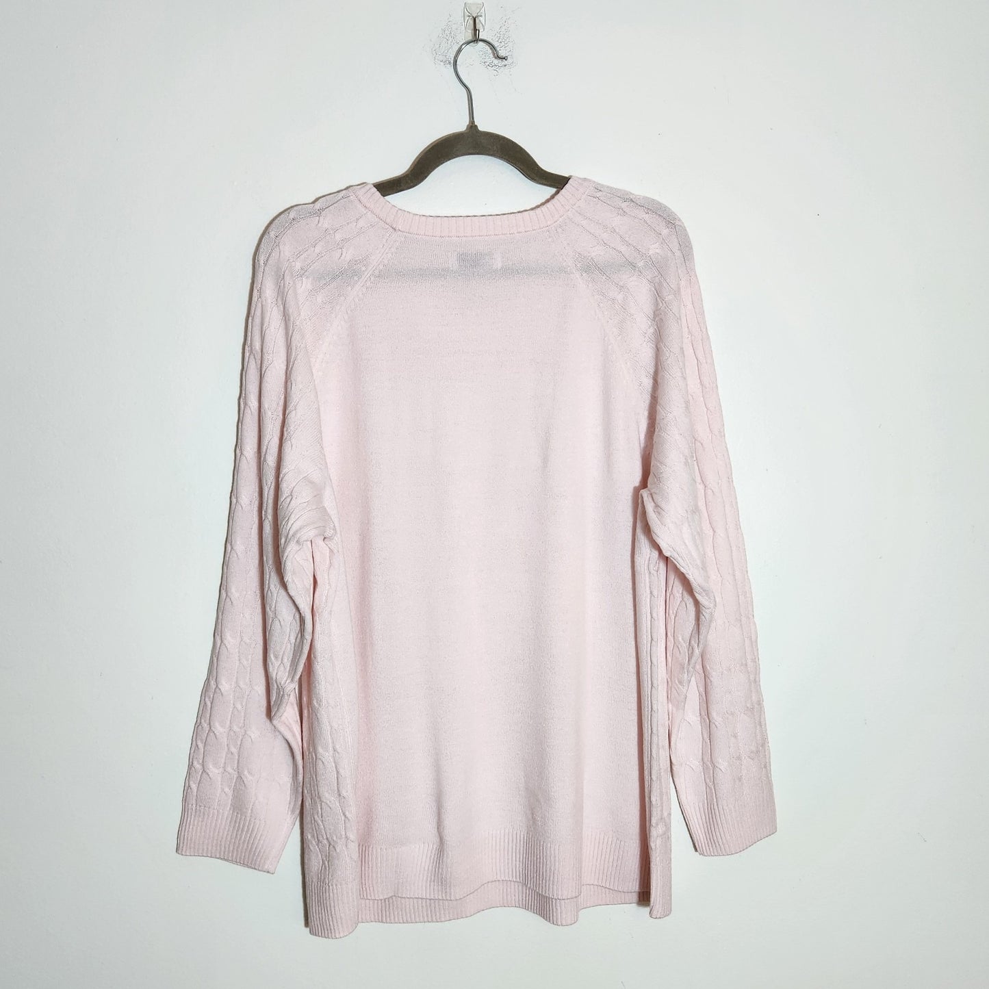 Croft & Barrow Light Pink Cable Knit Sweater Size 1X NWOT