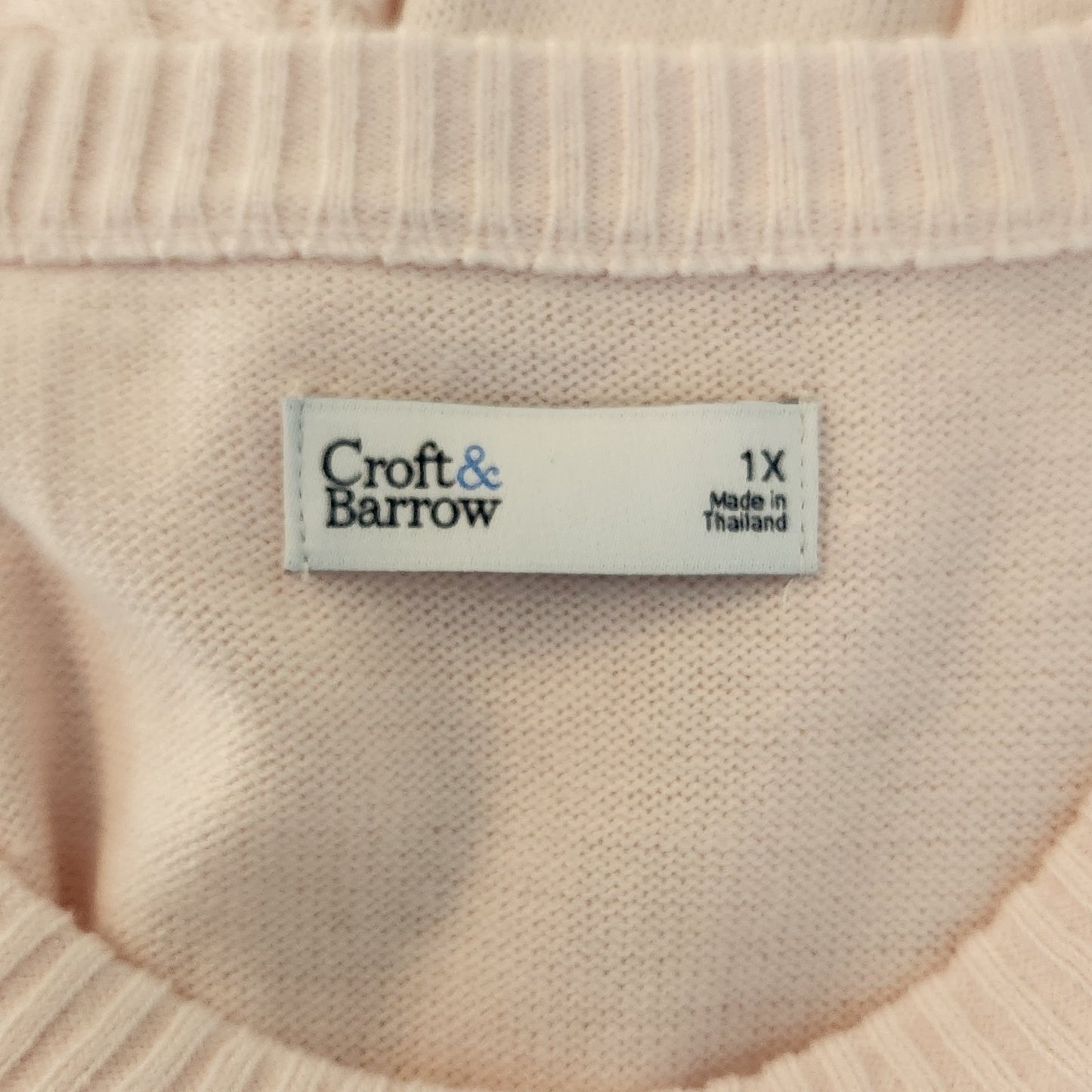 Croft & Barrow Light Pink Cable Knit Sweater Size 1X NWOT