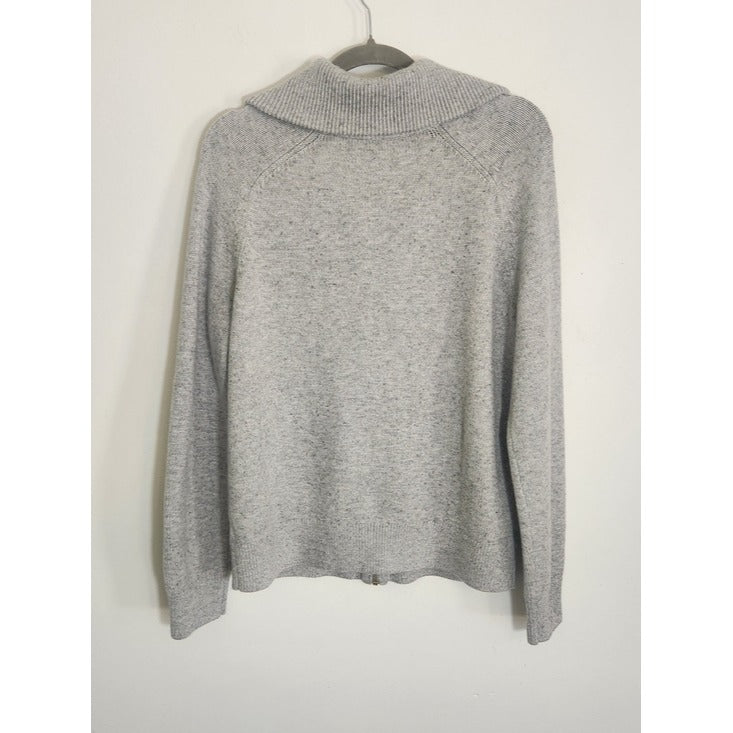 Talbots Gray Cable Knit Zip Up Cardigan Sweater Size Large