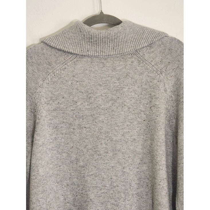 Talbots Gray Cable Knit Zip Up Cardigan Sweater Size Large