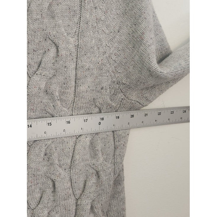 Talbots Gray Cable Knit Zip Up Cardigan Sweater Size Large