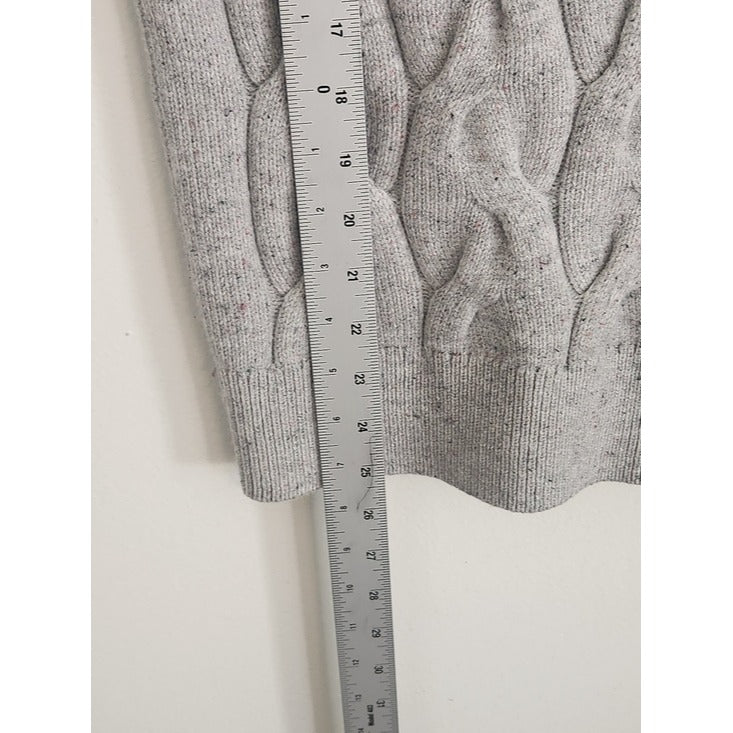 Talbots Gray Cable Knit Zip Up Cardigan Sweater Size Large