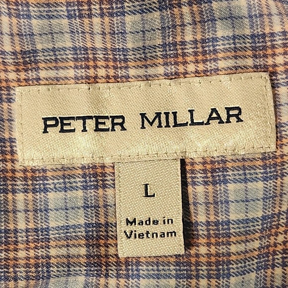 Peter Millar Blue Plaid Button Down Shirt Size Large
