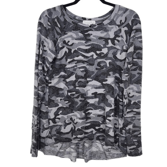 Michael Stars Gray Camo Knit Top Size Small Camouflage Long-sleeve Soft Knit Top