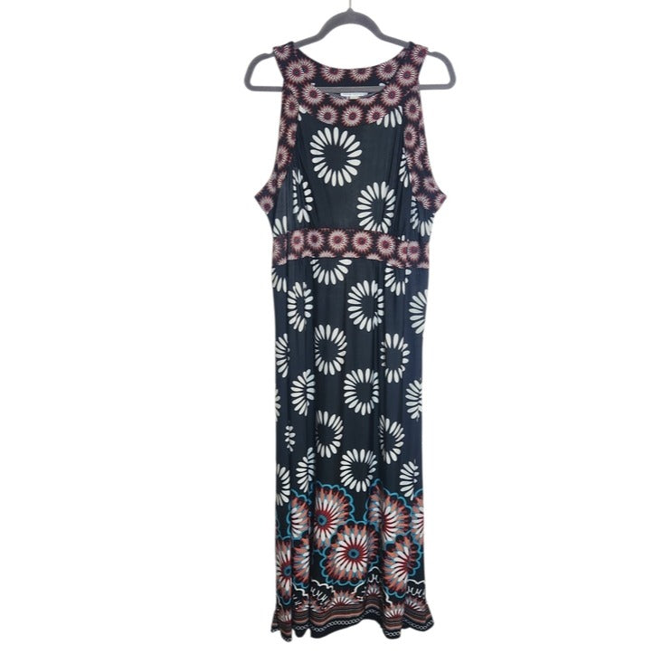 Maria Gabrielle Sleeveless Black and White Boho Print Maxi Dress Size 1X