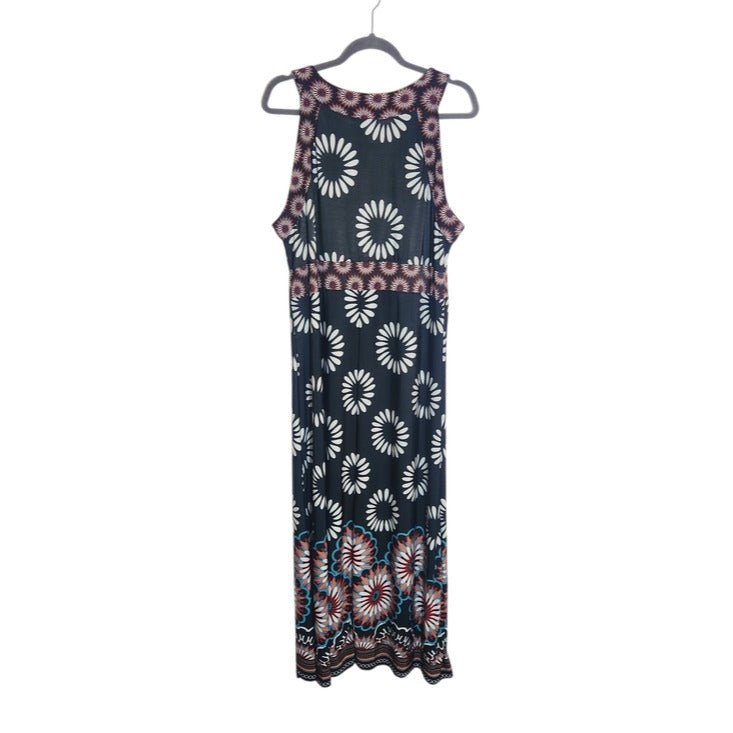 Maria Gabrielle Sleeveless Black and White Boho Print Maxi Dress Size 1X