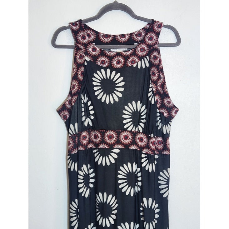 Maria Gabrielle Sleeveless Black and White Boho Print Maxi Dress Size 1X