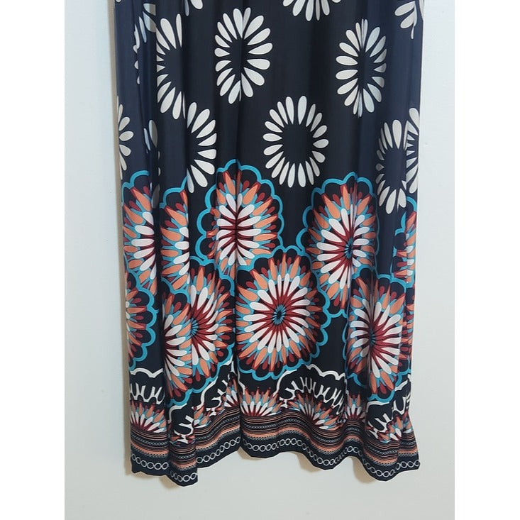 Maria Gabrielle Sleeveless Black and White Boho Print Maxi Dress Size 1X