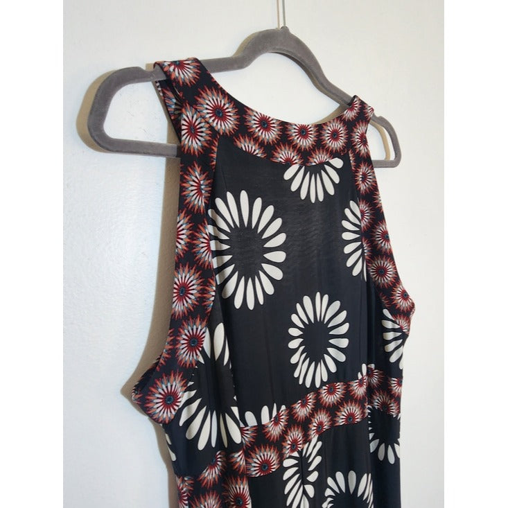 Maria Gabrielle Sleeveless Black and White Boho Print Maxi Dress Size 1X