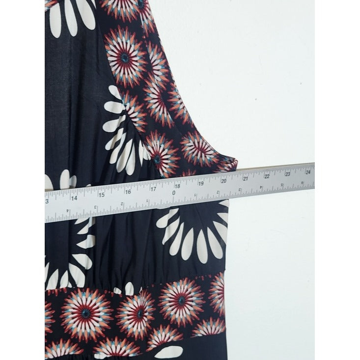 Maria Gabrielle Sleeveless Black and White Boho Print Maxi Dress Size 1X