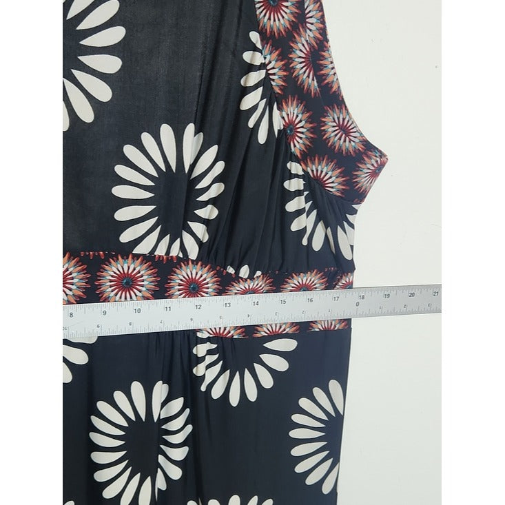 Maria Gabrielle Sleeveless Black and White Boho Print Maxi Dress Size 1X