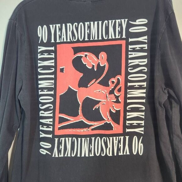 Disney Black Long Sleeve 90 Years of Mickey Tee Size Medium