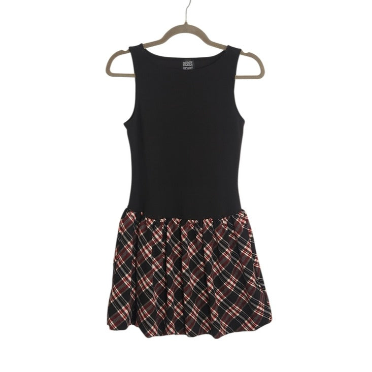 Derek Heart Red and Black Plaid Bubble Skirt Mini Dress Size Medium NWT