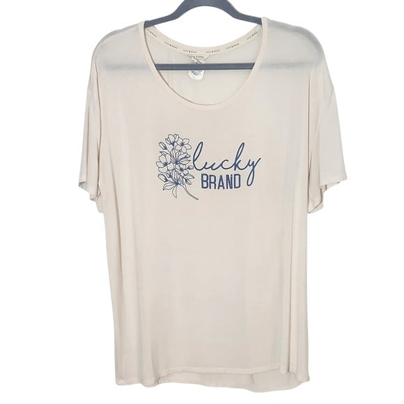 Lucky Brand Blush Floral Graphic Tee Size XL