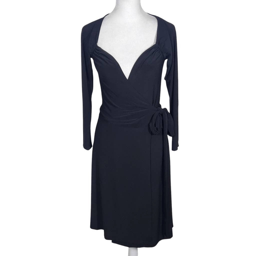 Norma Kamali Black Jersey Wrap Dress Size XS Black Mini Wrap Dress