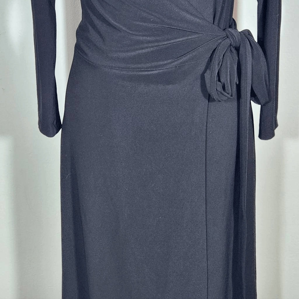 Norma Kamali Black Jersey Wrap Dress Size XS Black Mini Wrap Dress