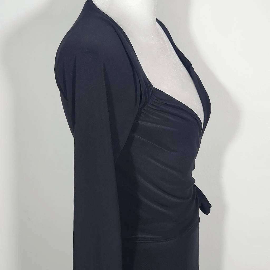 Norma Kamali Black Jersey Wrap Dress Size XS Black Mini Wrap Dress