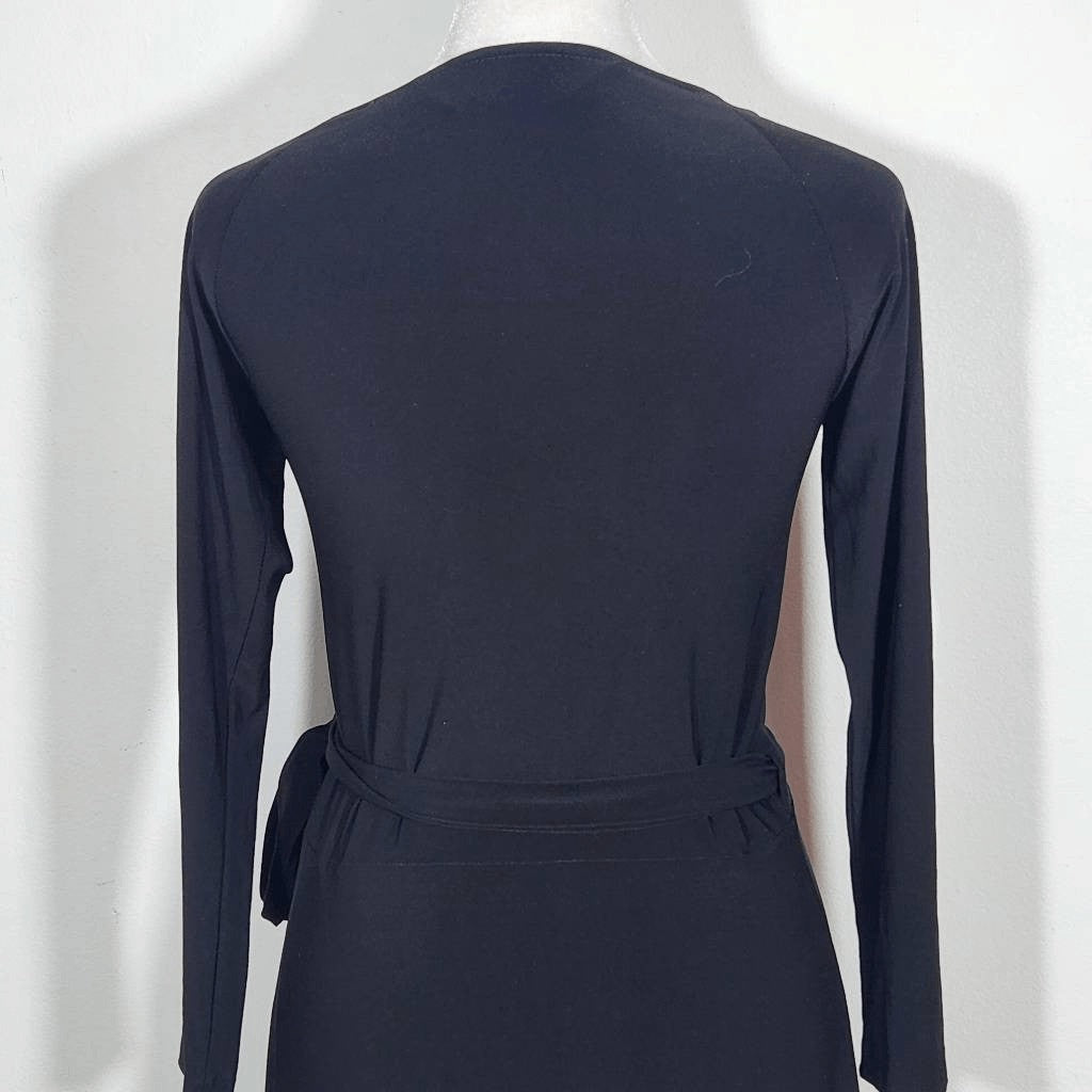 Norma Kamali Black Jersey Wrap Dress Size XS Black Mini Wrap Dress