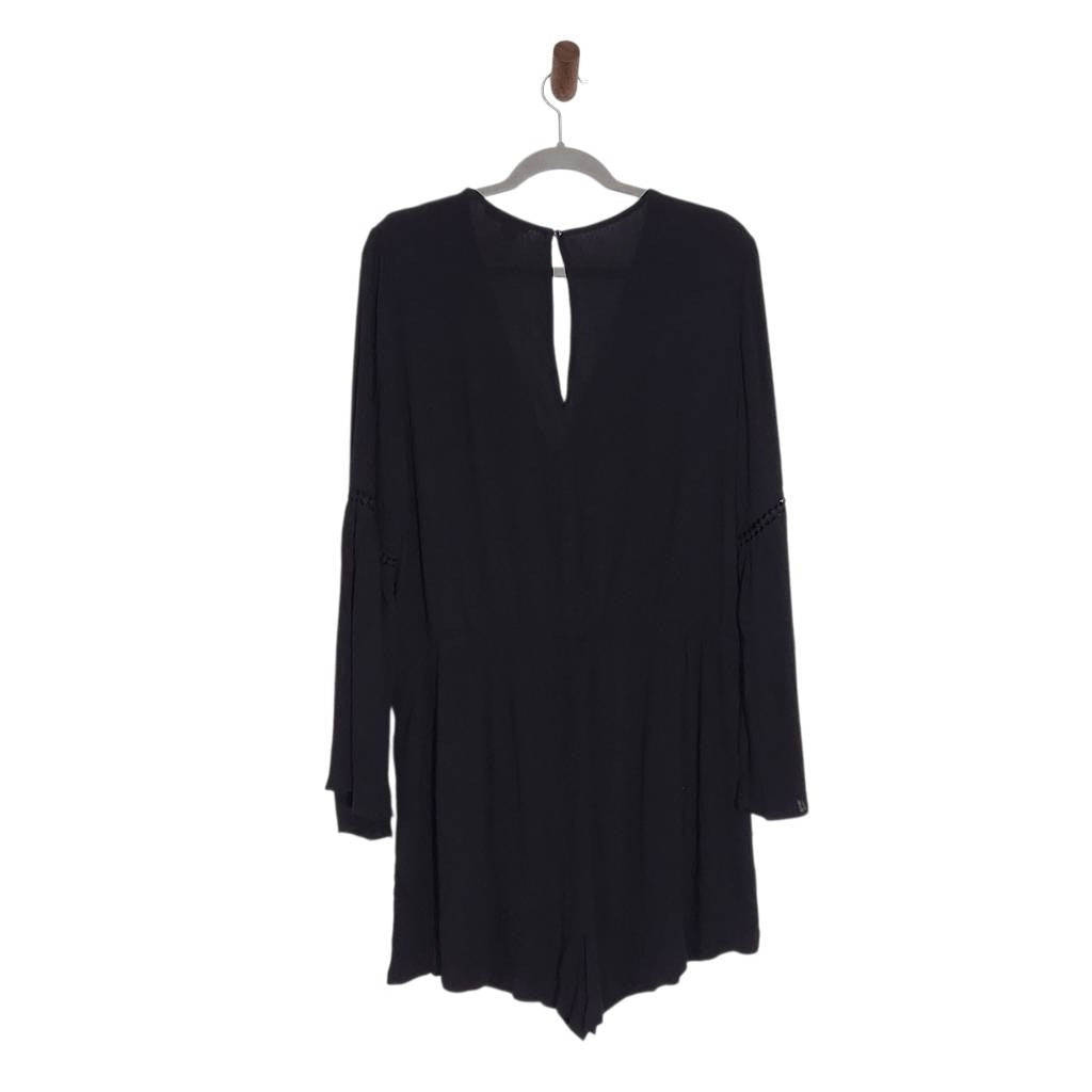 Ambiance Black Boho Short Romper with Crochet Lace Detail NWOT Size 2X