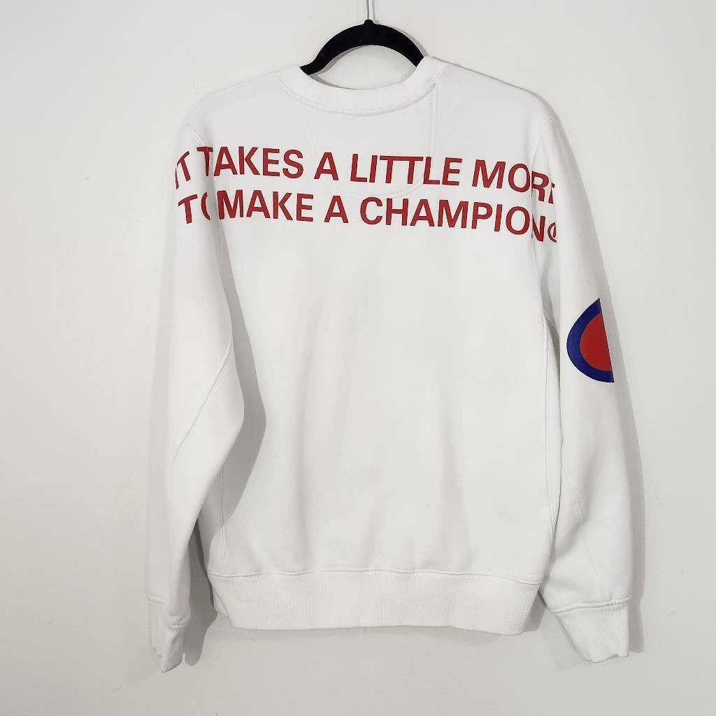 Champion Heritage White Crew Neck Sweatshirt Size Medium Champion White Pullover