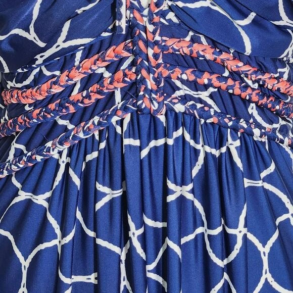 Saint Tropez West Pink and Navy Maxi Dress Size Medium Resortwear Dress