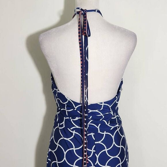Saint Tropez West Pink and Navy Maxi Dress Size Medium Resortwear Dress