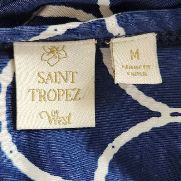 Saint Tropez West Pink and Navy Maxi Dress Size Medium Resortwear Dress