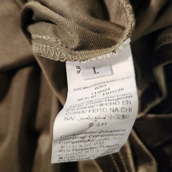 Olive Green Velvet Midi Cocktail Dress Size Large Wedding Guest Dress