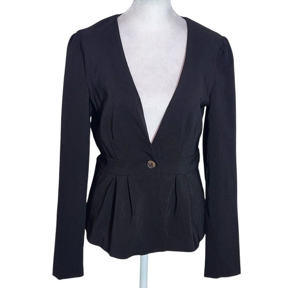 Have Black V-Neck Blazer with Single Button and Peplum Size Small Black Blazer