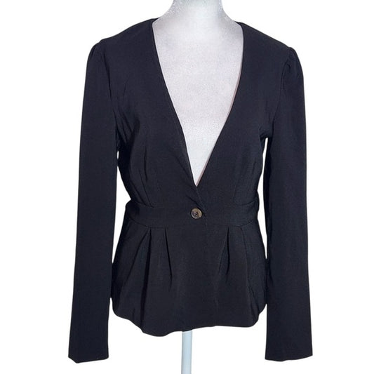 Have Black V-Neck Blazer with Single Button and Peplum Size Small Black Blazer