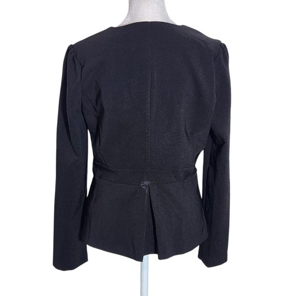 Have Black V-Neck Blazer with Single Button and Peplum Size Small Black Blazer