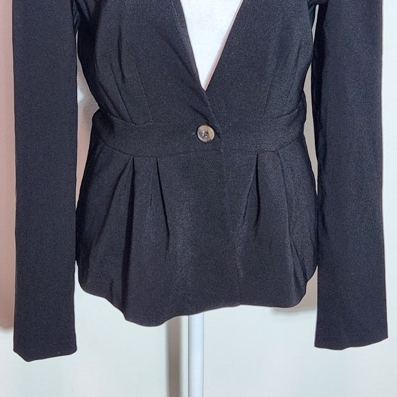 Have Black V-Neck Blazer with Single Button and Peplum Size Small Black Blazer